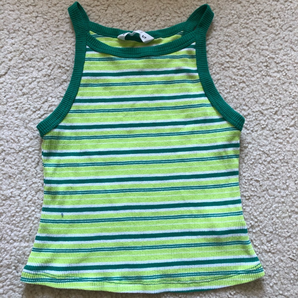 blue notes green striped tank